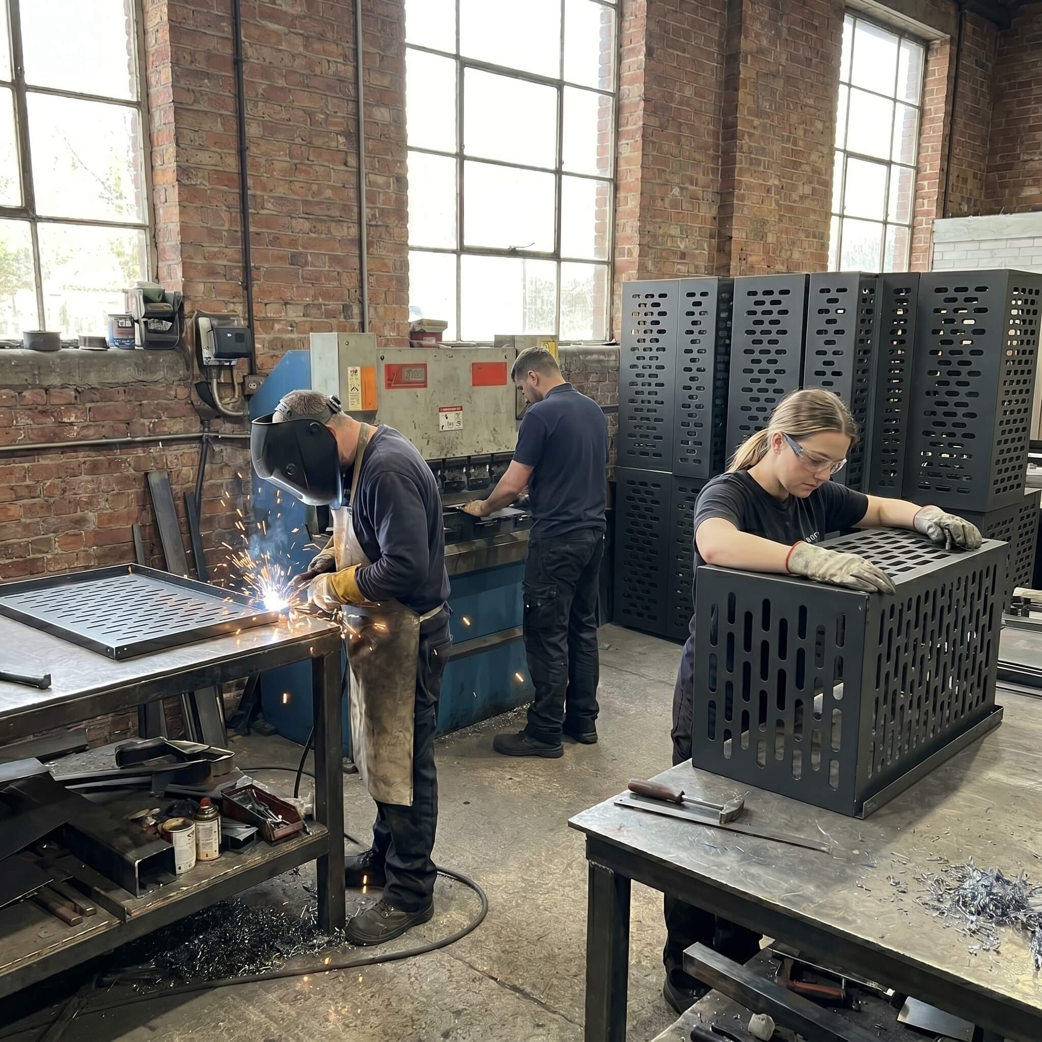 Atelier de fabrication de cache-climatisations en acier Image